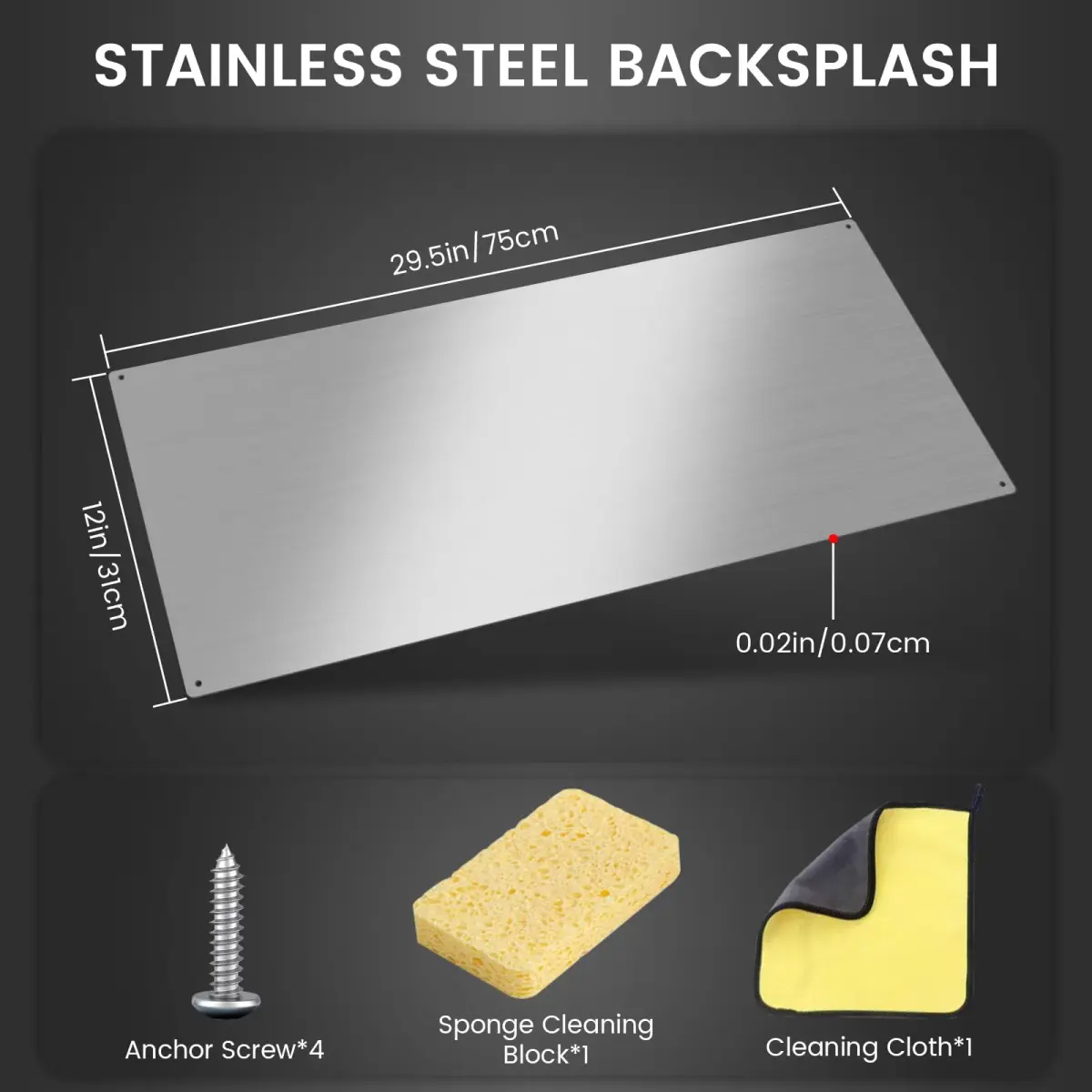 VENFAN 30" x 12" Stainless Steel Backsplash Panel | Easy Clean Stove Wall Protector - view 3