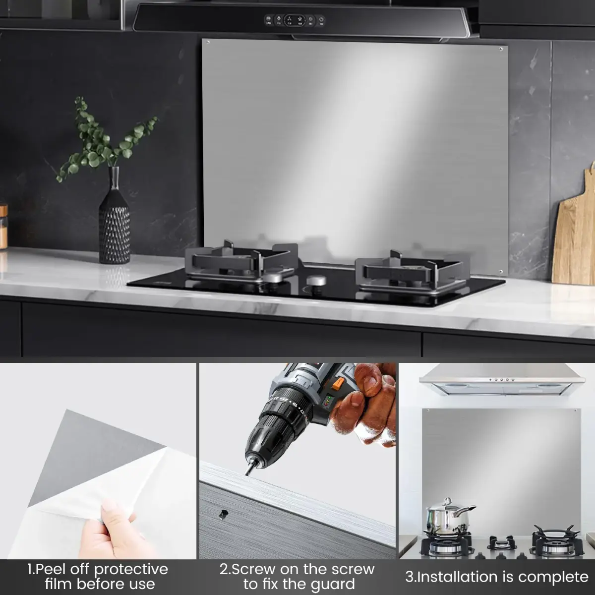VENFAN 30" x 12" Stainless Steel Backsplash Panel | Easy Clean Stove Wall Protector - view 6