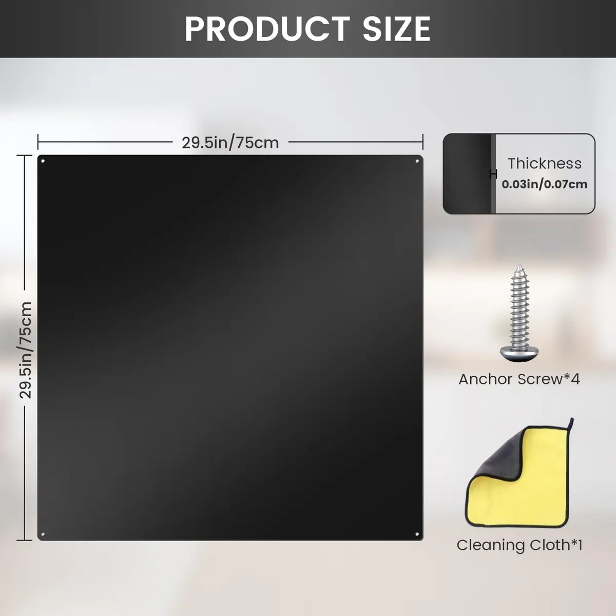 VENFAN Black Stainless Steel Backsplash Panel 75cm x 75cm (29.5" x 29.5") | Matte Finish Kitchen Wall Splatter Guard - view 5