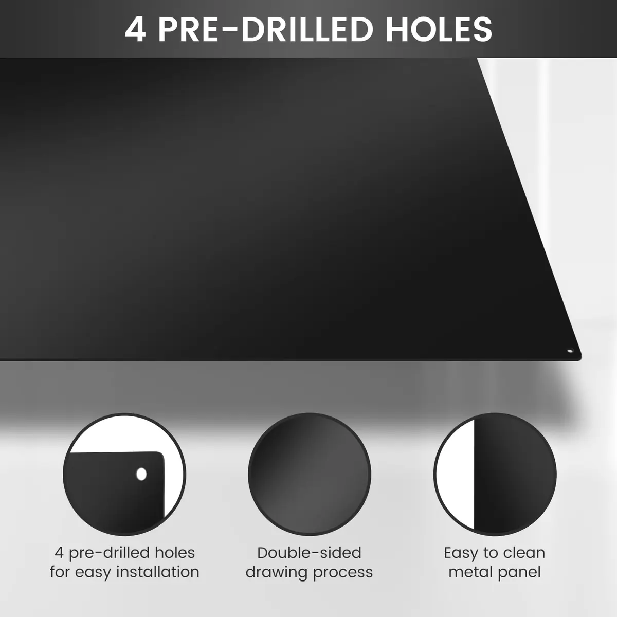 VENFAN Black Stainless Steel Backsplash Panel 75cm x 75cm (29.5" x 29.5") | Matte Finish Kitchen Wall Splatter Guard - view 6