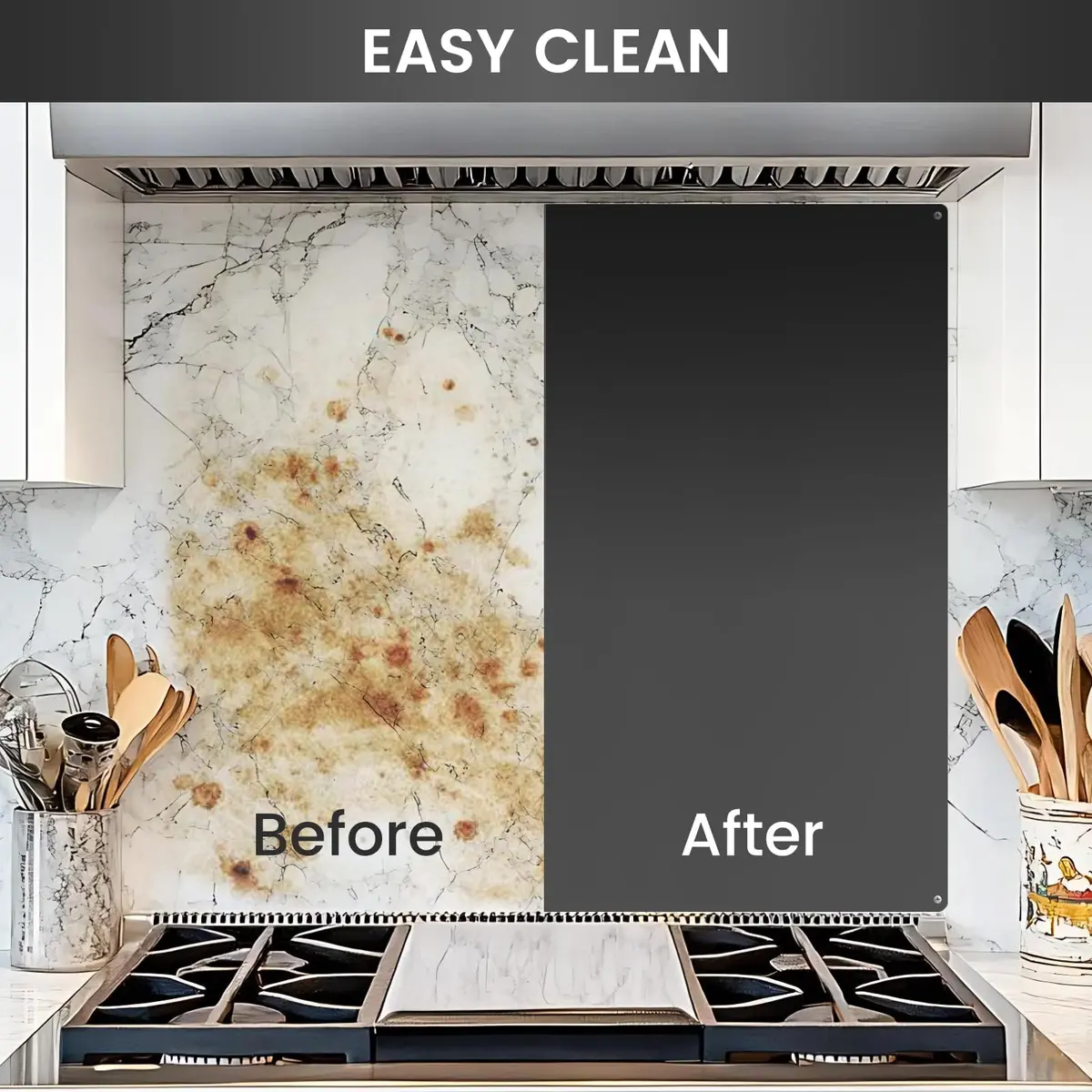 VENFAN Black Stainless Steel Backsplash Panel 75cm x 75cm (29.5" x 29.5") | Matte Finish Kitchen Wall Splatter Guard - view 7
