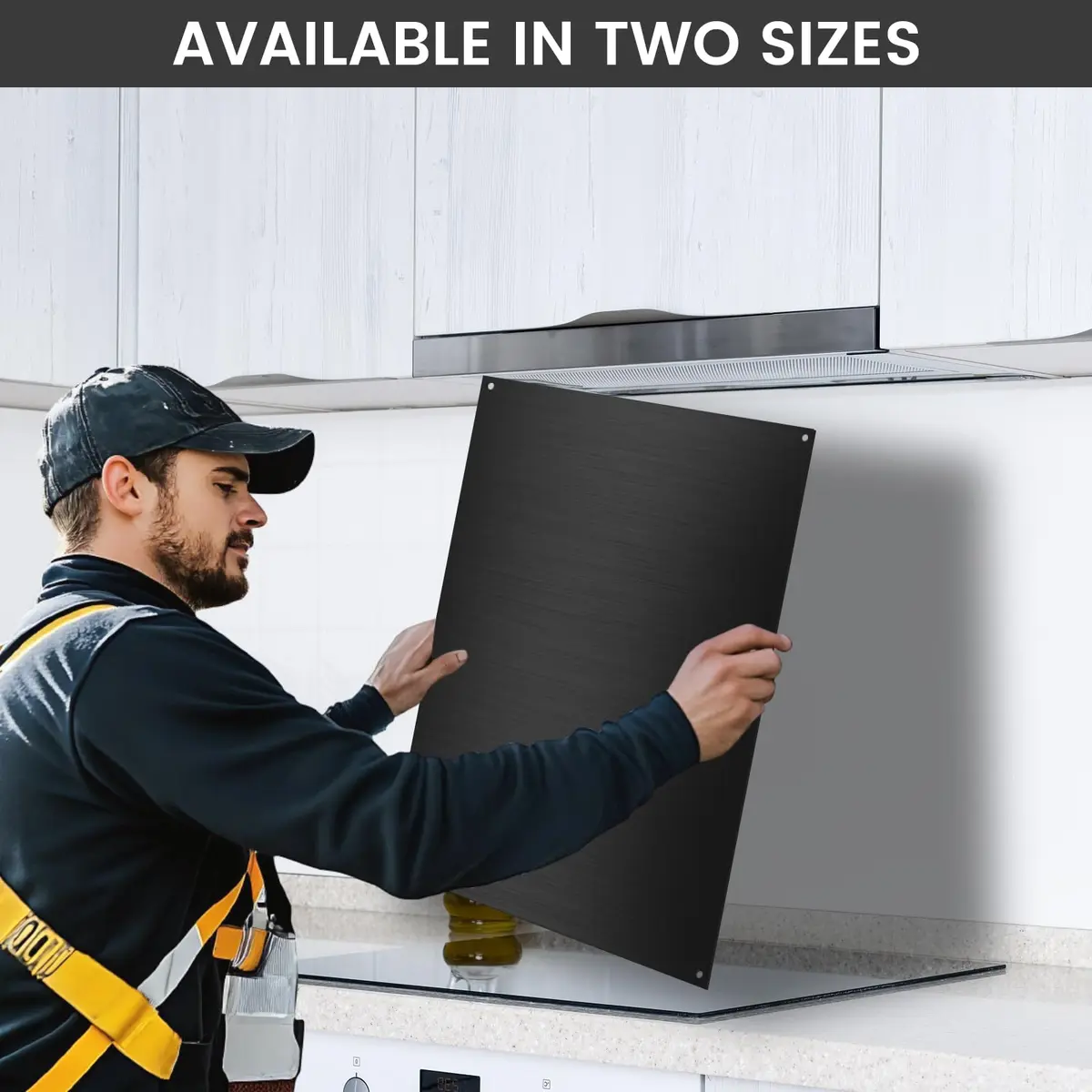 VENFAN Black Stainless Steel Backsplash Panel 75cm x 75cm (29.5" x 29.5") | Matte Finish Kitchen Wall Splatter Guard - view 8