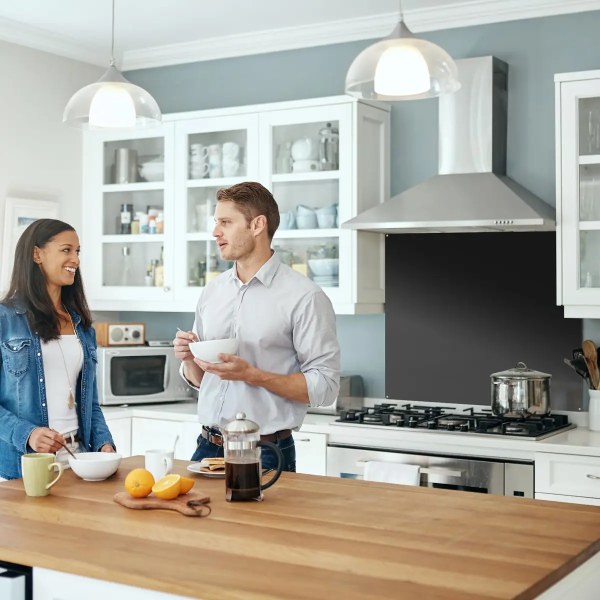 VENFAN Black Stainless Steel Backsplash Panel 75cm x 75cm (29.5" x 29.5") | Matte Finish Kitchen Wall Splatter Guard - view 2