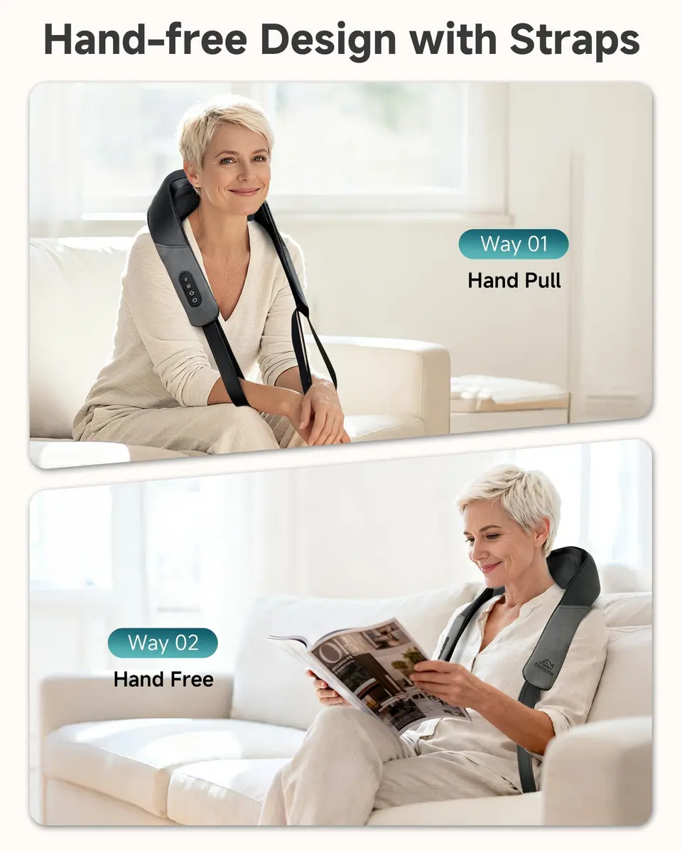 Snailax Neck and Shoulder Massager with Heat, 4D Shiatsu, FSA Eligible | Cordless, Heat, 4 Modes, 90 Min Use - view 8