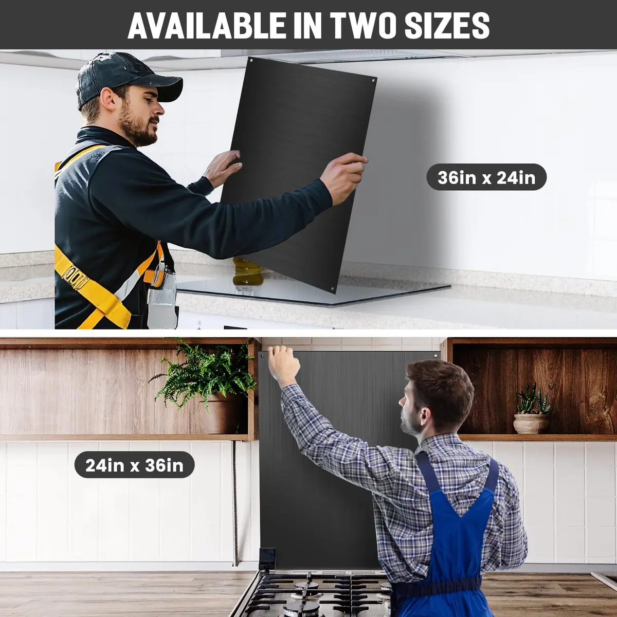 VENFAN 35.4" x 24" Black Stainless Steel Backsplash Panel | Protects Kitchen Walls from Grease & Stains - view 8