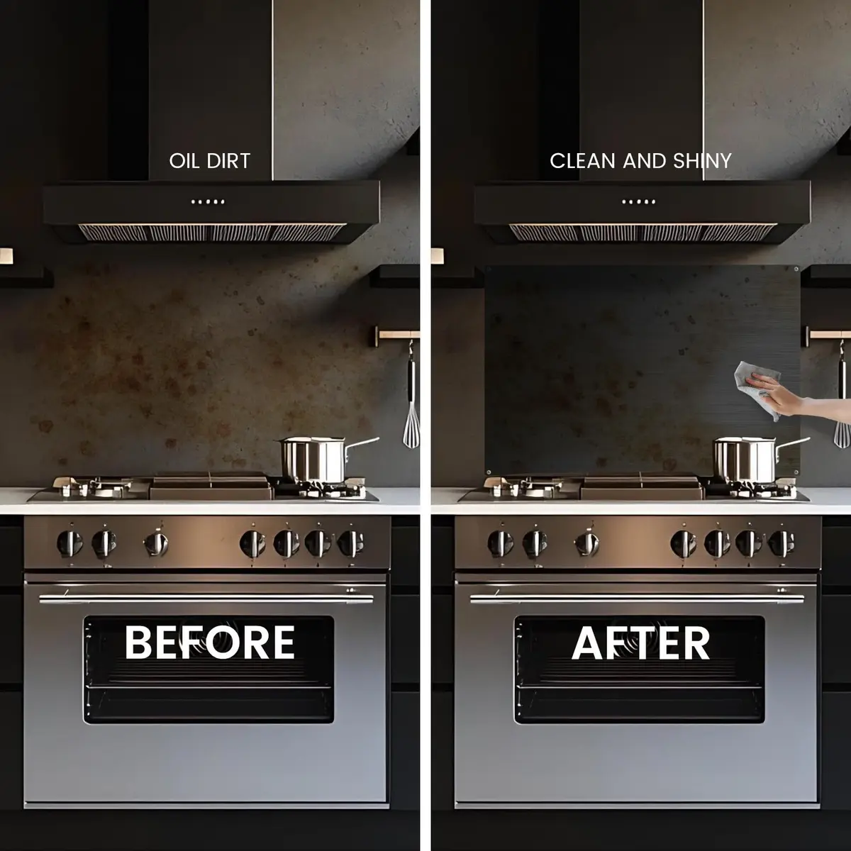 VENFAN 35.4" x 24" Black Stainless Steel Backsplash Panel | Protects Kitchen Walls from Grease & Stains - view 9