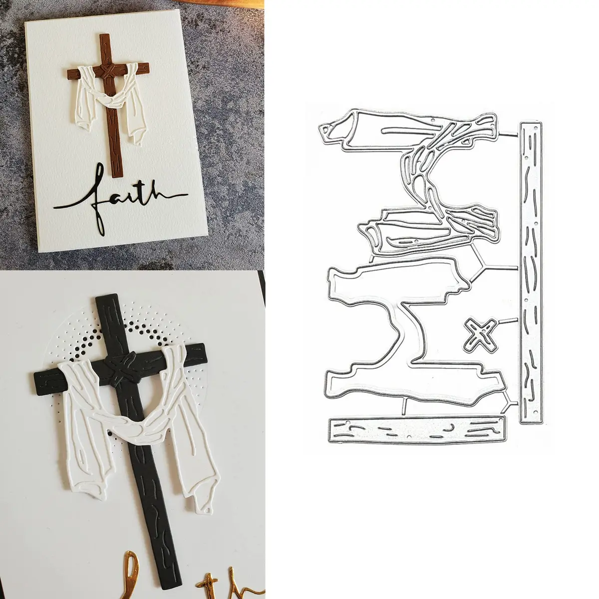 DIY Scrapbooking Artist Happy Easter Cross Metal Cutting Dies 12.1cm (4.76in) | Easter Crucifixion Frame Die Cuts for Card Making - main product image