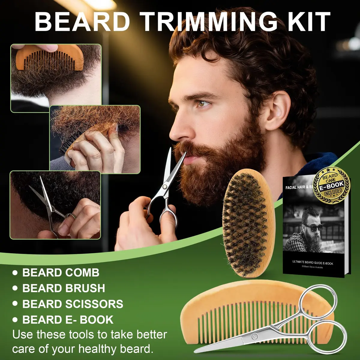 XIKEZAN Beard Kit for Men Grooming & Care w/Cedarwood-Soften,Soothe Beard | Complete Grooming Set for All Beard Types - view 7