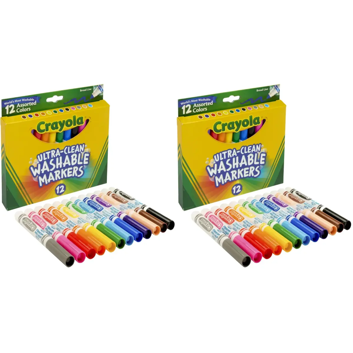 Crayola Broad Line Markers, Washable, Assorted Colors, Arts & Crafts Supplies, 24 Count (Pack of 2) | Non-Toxic, Ultra-Clean Formula - main product image