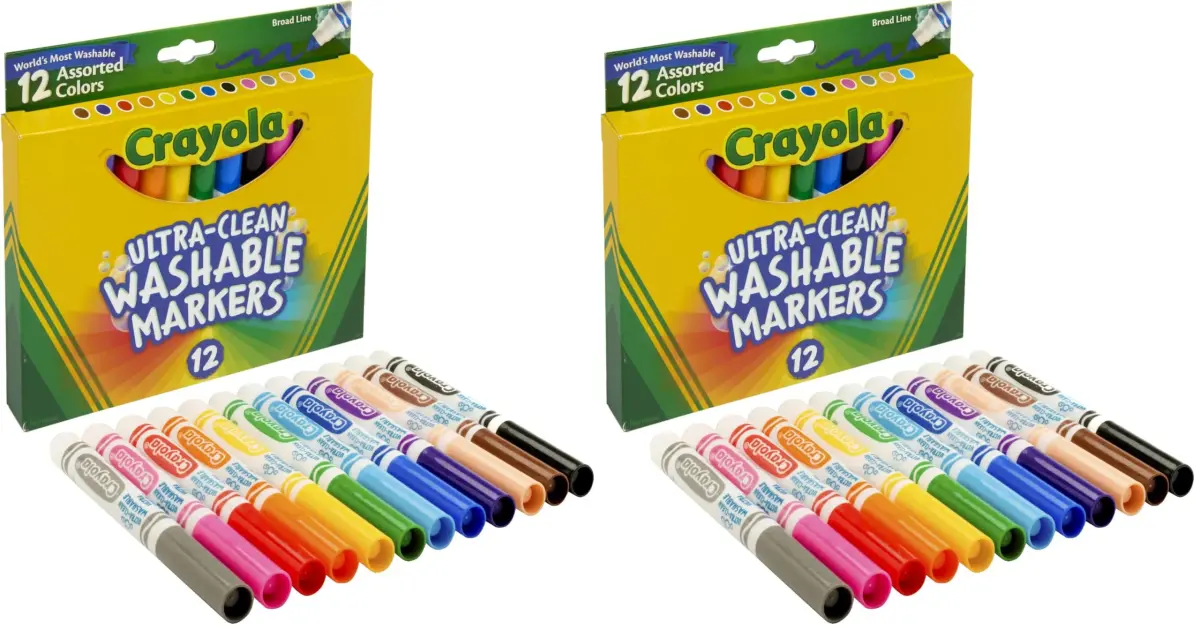 Crayola Broad Line Markers, Washable, Assorted Colors, Arts & Crafts Supplies, 24 Count (Pack of 2) | Non-Toxic, Ultra-Clean Formula - main product image