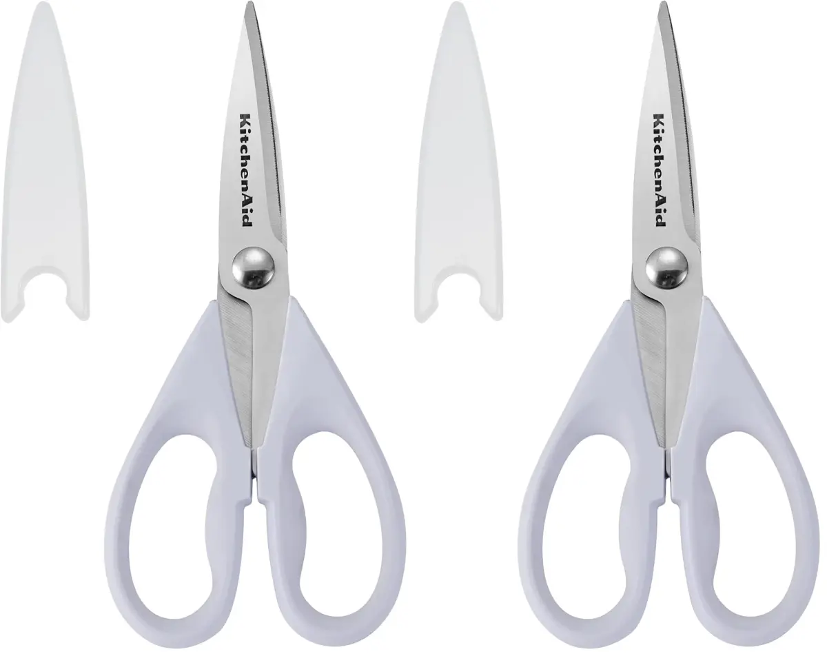 KitchenAid 8.72 Inch All-Purpose Kitchen Shears with Protective Sheath, Soft Grip, Lavendar Cream, Pack of 2 - main product image
