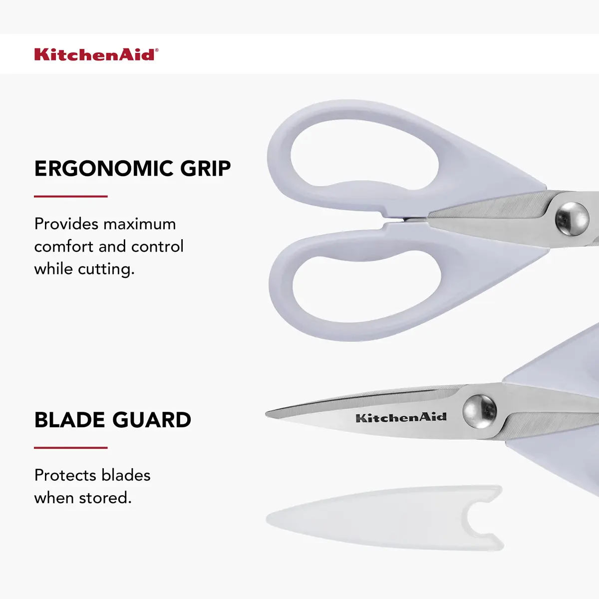 KitchenAid 8.72 Inch All-Purpose Kitchen Shears with Protective Sheath, Soft Grip, Lavendar Cream, Pack of 2 - view 4