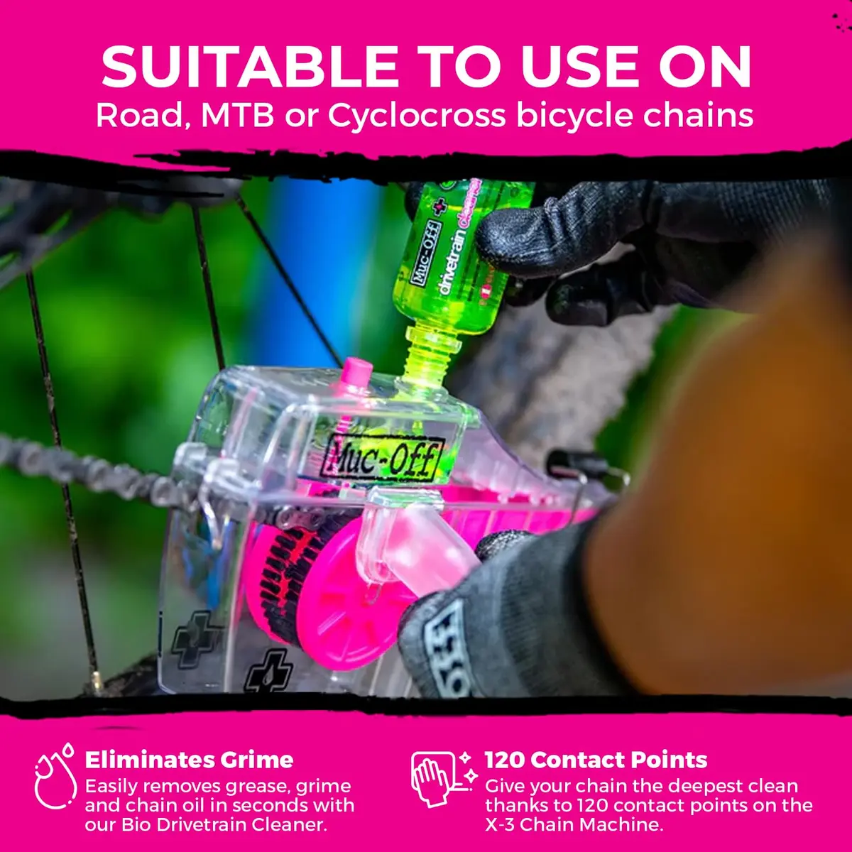 Muc-Off Bio Drivetrain Bike Chain Cleaner 500ml & X-3 Dirty Chain Machine Bundle | Deep Clean Tool with 120 Contact Points - view 6