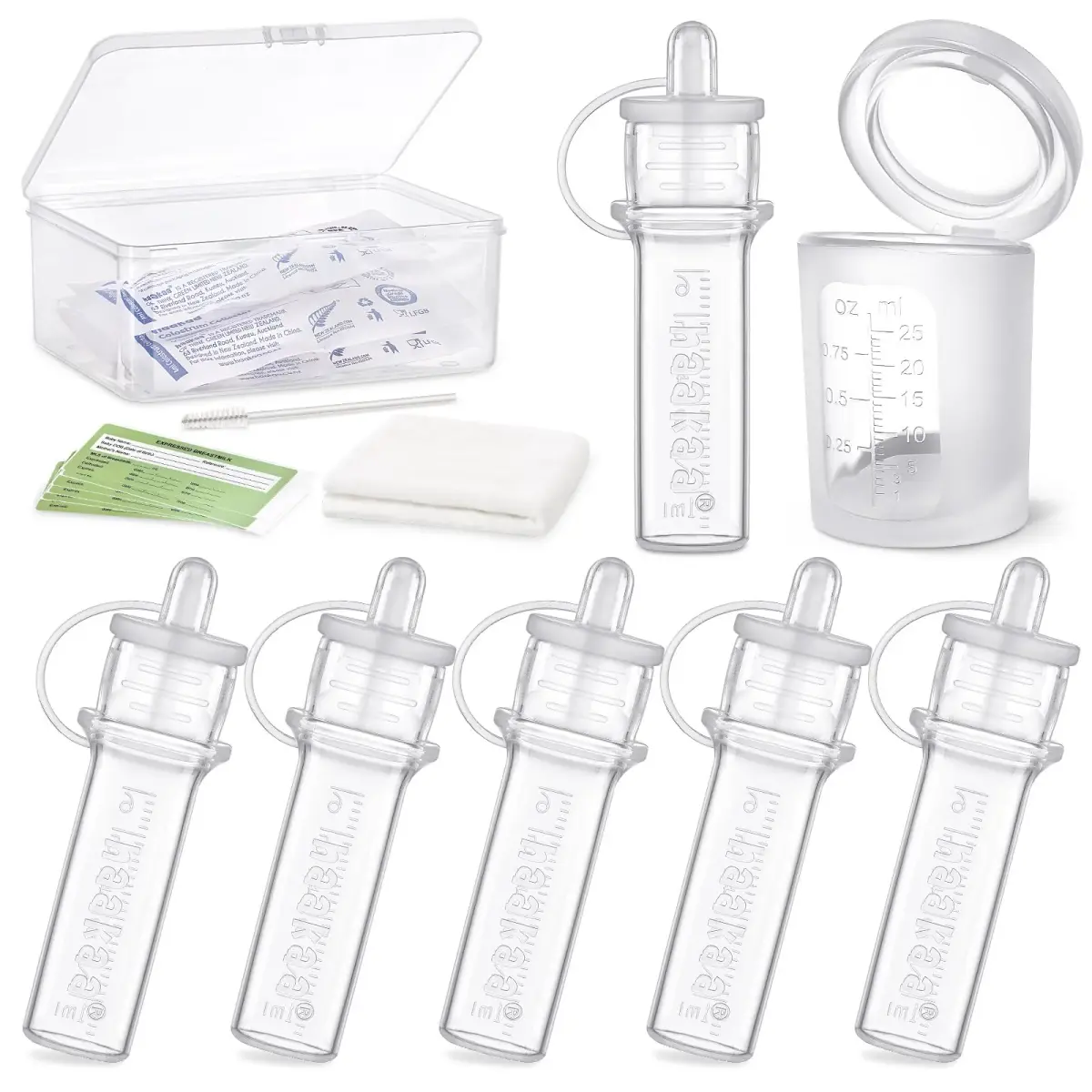 haakaa Silicone Colostrum Collector 6ml (6pcs) & 25ml Lidded Cup | BPA-Free, Reusable, Sterilizable - main product image