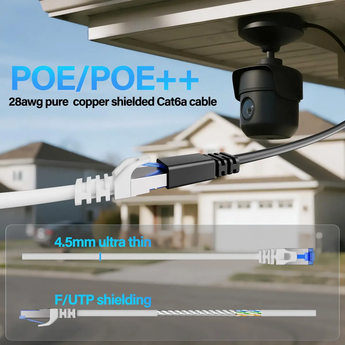 TuokaJu Cat6A Shielded Ethernet Cable 1 ft (5 Pack) | 10Gbps 550MHz Slim F/UTP Pure Copper - view 6