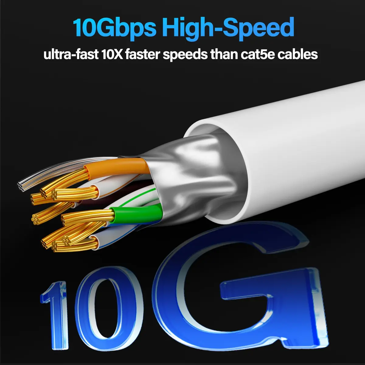 TuokaJu Cat6A Shielded Ethernet Cable 1 ft (5 Pack) | 10Gbps 550MHz Slim F/UTP Pure Copper - view 2