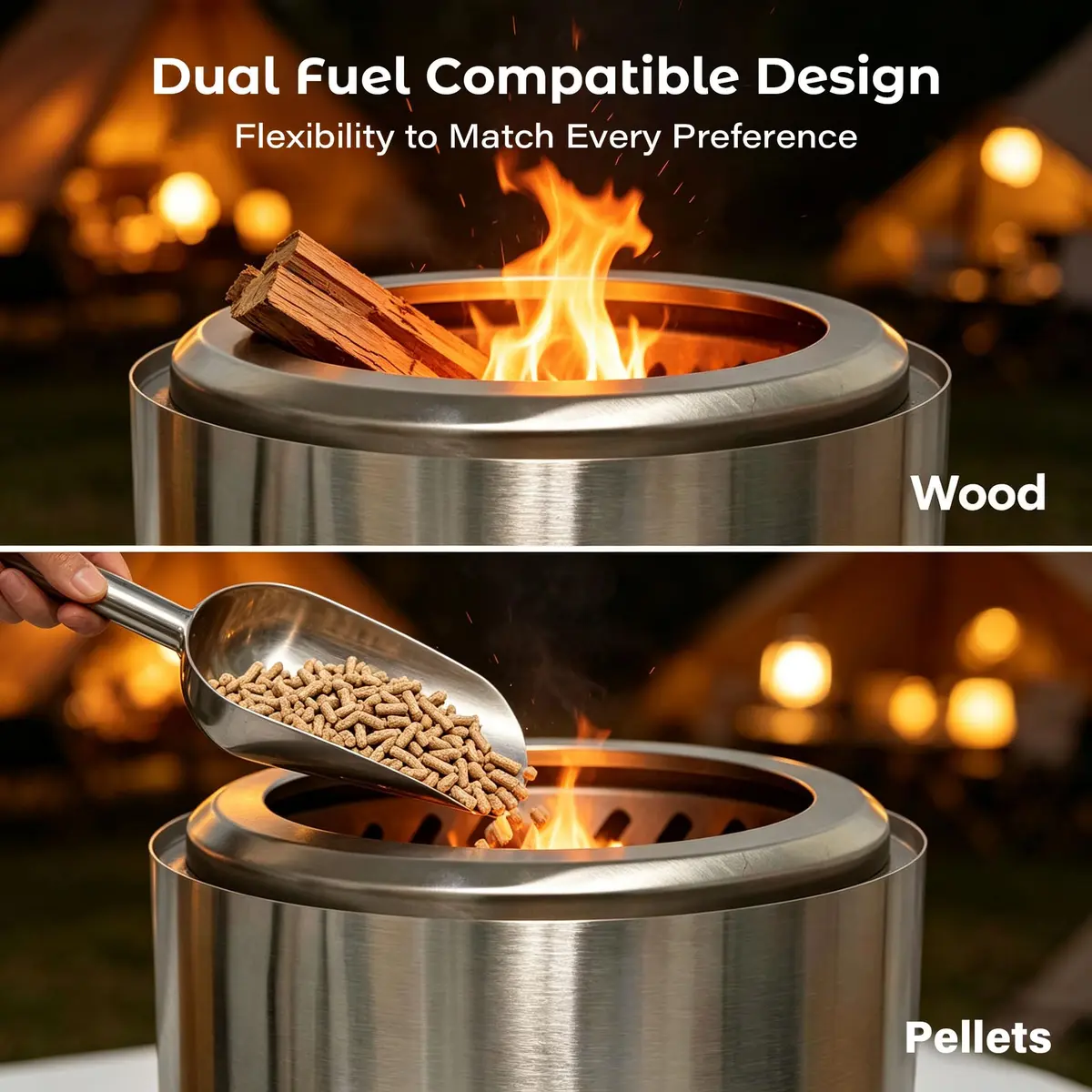 HGD Small Tabletop Fire Pit 8.8 x 8.6 in | Smokeless, Portable, Stainless Steel - view 6