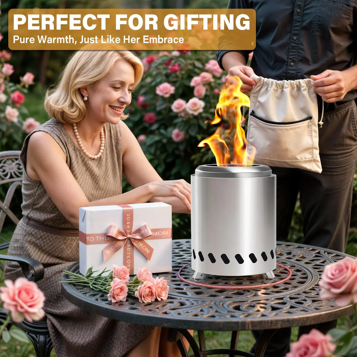 HGD Small Tabletop Fire Pit 8.8 x 8.6 in | Smokeless, Portable, Stainless Steel - view 2