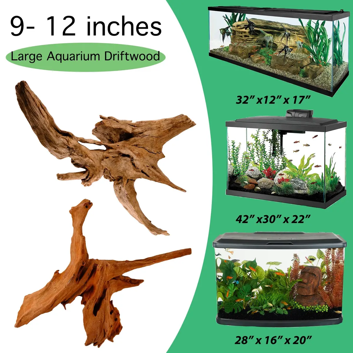 Azil Natural Driftwood 9''-12'' (2 Pieces, 0.71 kg) | Unique Aquarium Decor for Fish Tanks & Aquascaping - view 6