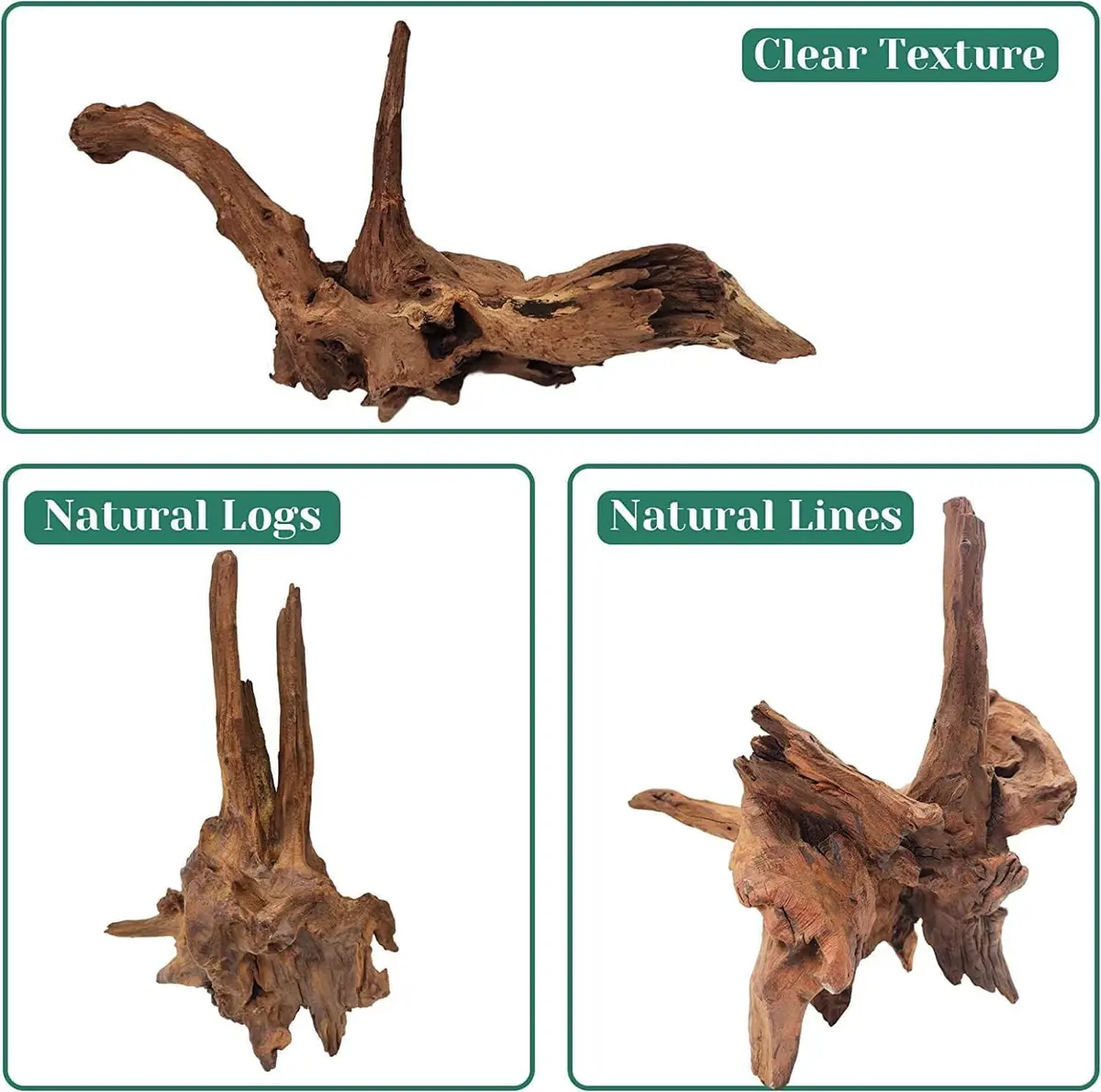 Azil Natural Driftwood 9''-12'' (2 Pieces, 0.71 kg) | Unique Aquarium Decor for Fish Tanks & Aquascaping - view 2
