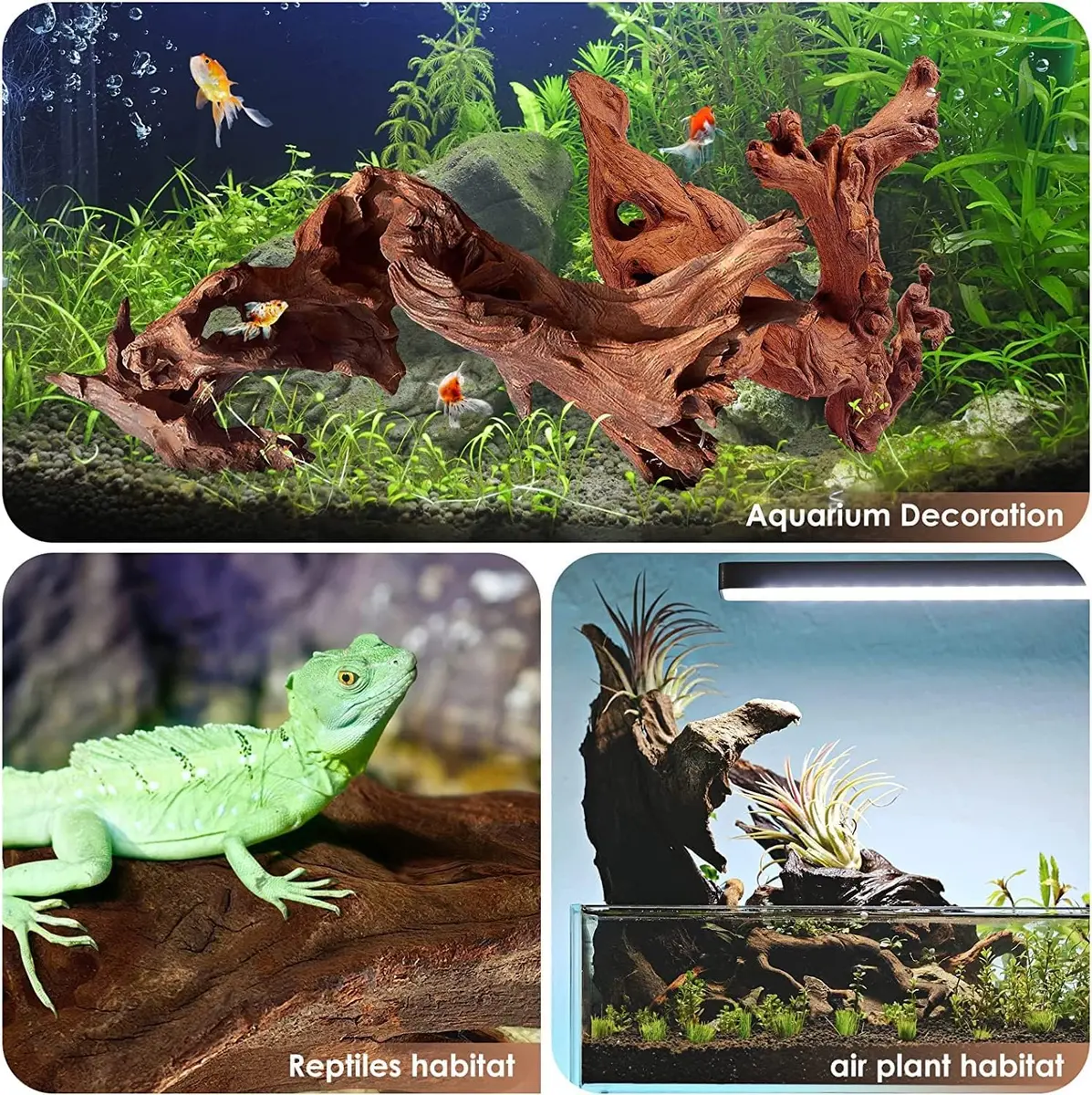Azil Natural Driftwood 9''-12'' (2 Pieces, 0.71 kg) | Unique Aquarium Decor for Fish Tanks & Aquascaping - view 4