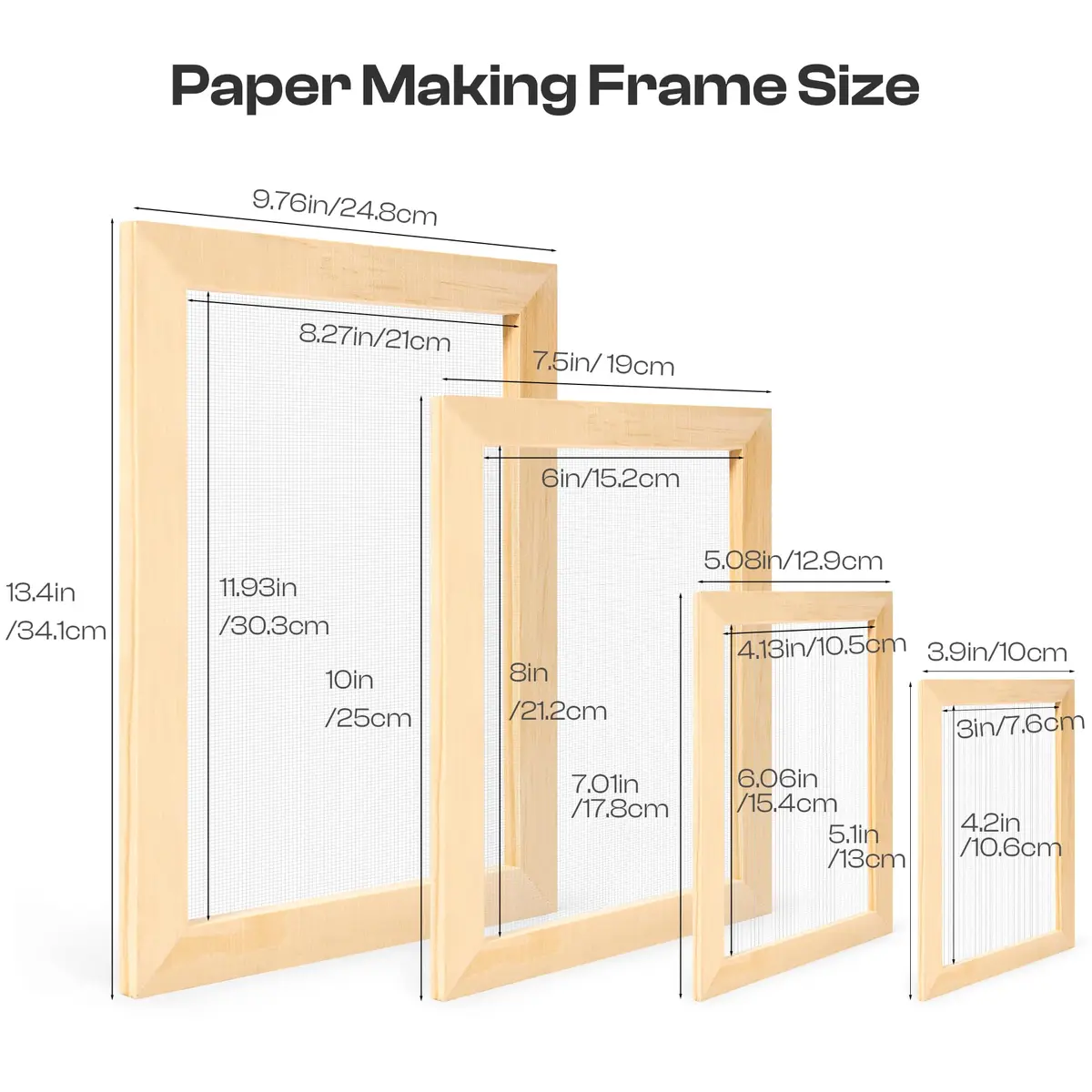 Caydo Paper Making Frame Kit, 4 Sizes | DIY Art & Craft Supplies for Adults - view 2