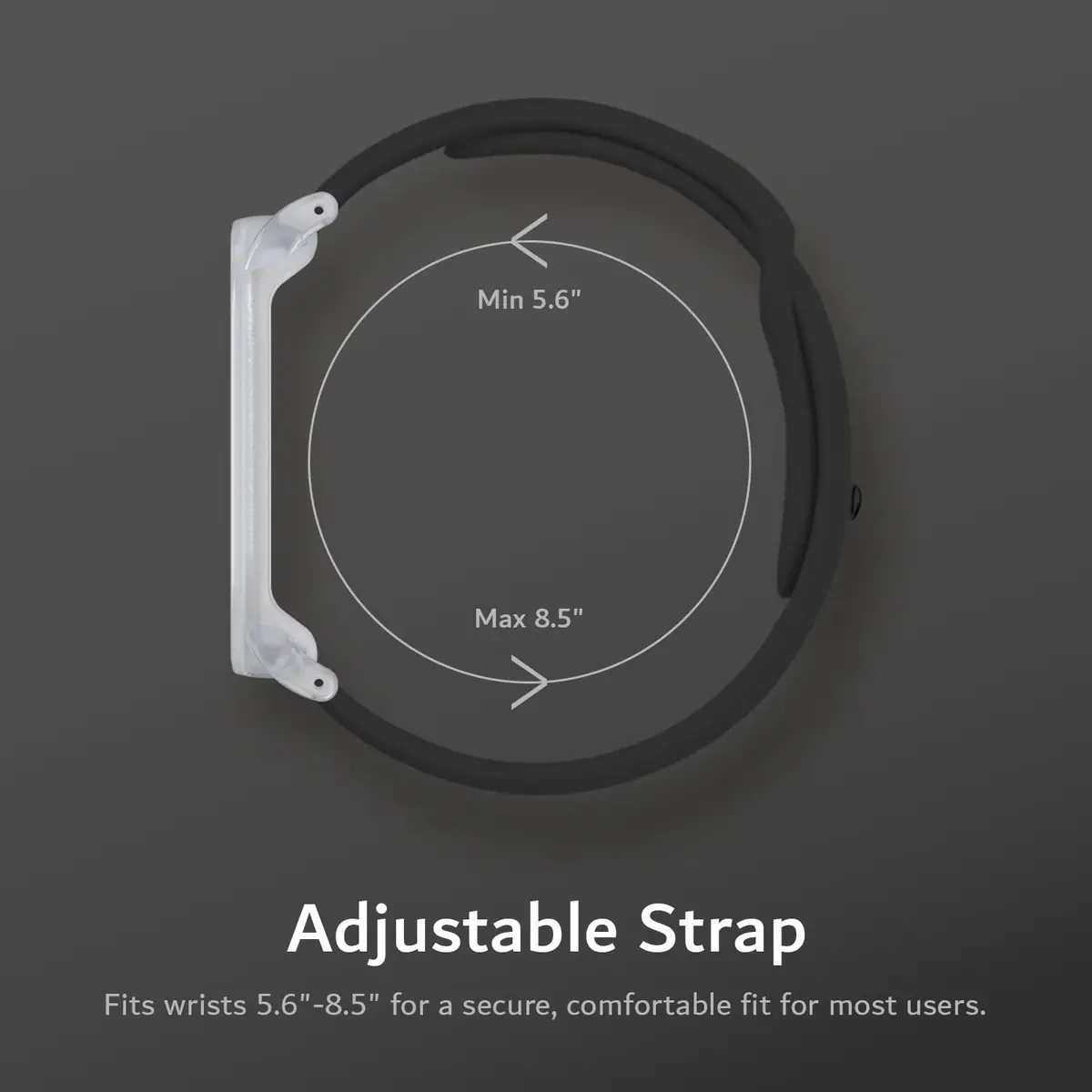 TUDIA Black Silicone Wristband with PC Case for PLAUD NotePin AI Voice Recorder | Fits 5.6"–8.5" Wrists - view 6