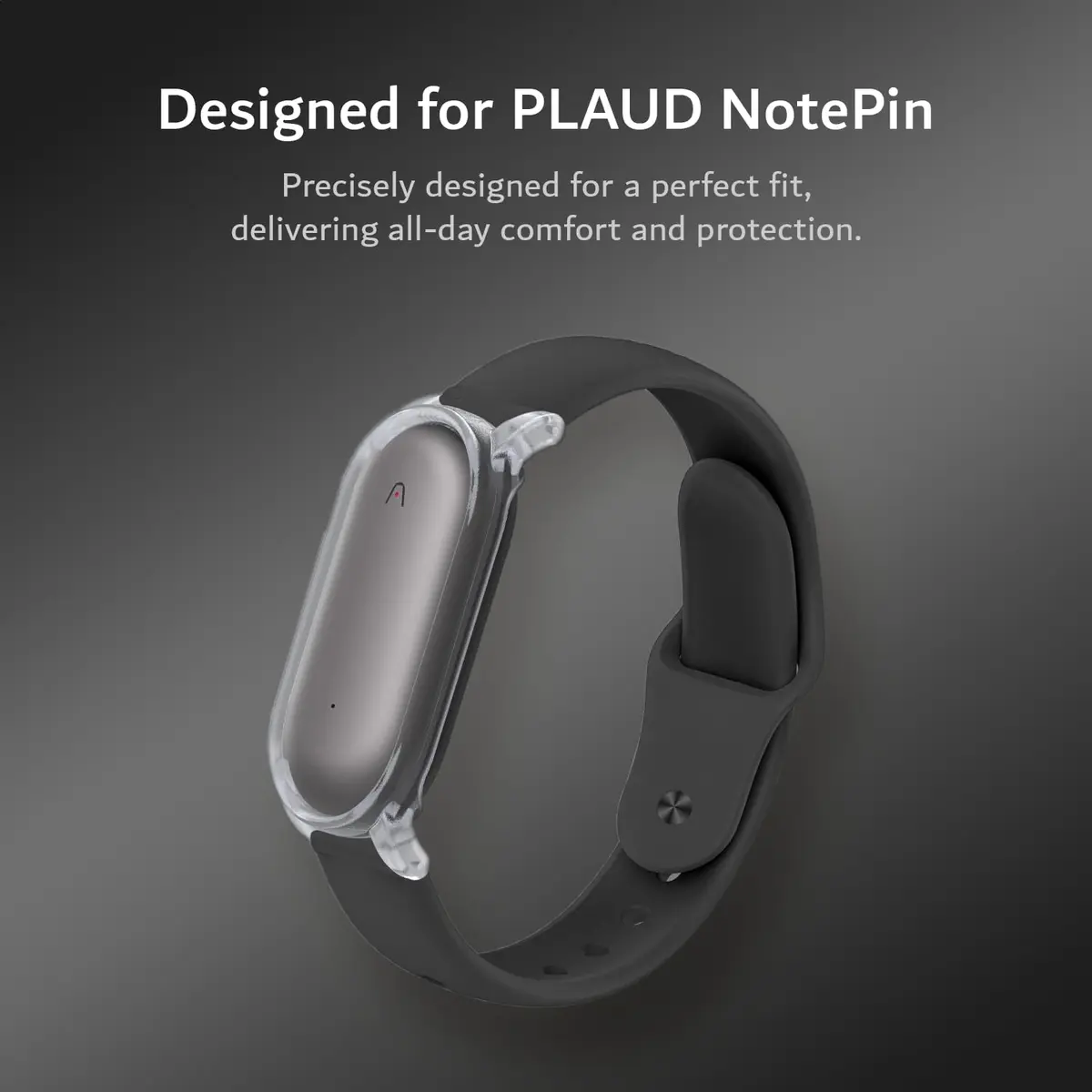 TUDIA Black Silicone Wristband with PC Case for PLAUD NotePin AI Voice Recorder | Fits 5.6"–8.5" Wrists - view 3