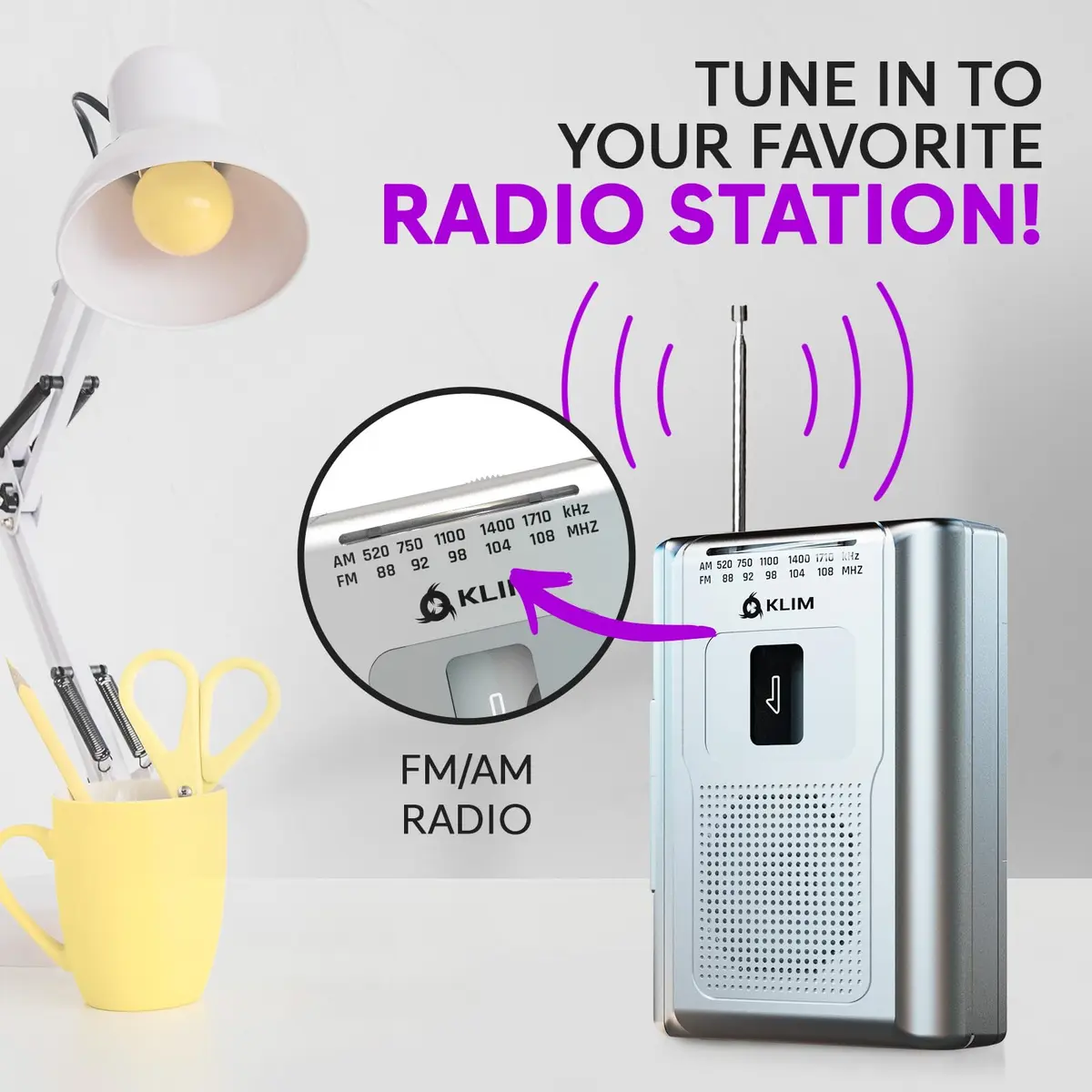 KLIM K8 Cassette Player, Portable Recorder with AM FM Radio & Built-in Speaker | Nostalgic Analog Audio - view 3