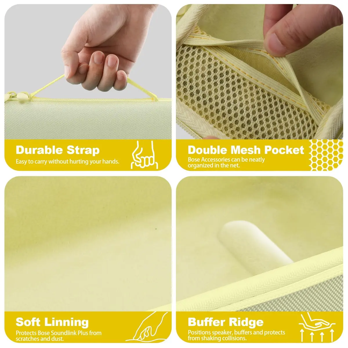 khanka Hard Case for Bose SoundLink Plus Bluetooth Speaker, Citrus Yellow | Protects Speaker & Accessories - view 5