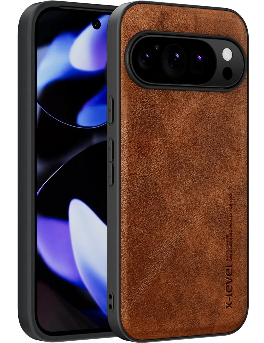 X-level PU Leather Case for Google Pixel 10/10 Pro, Brown | Slim Fit Shockproof Business Style - main product image