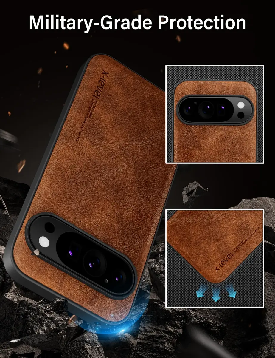 X-level PU Leather Case for Google Pixel 10/10 Pro, Brown | Slim Fit Shockproof Business Style - view 6