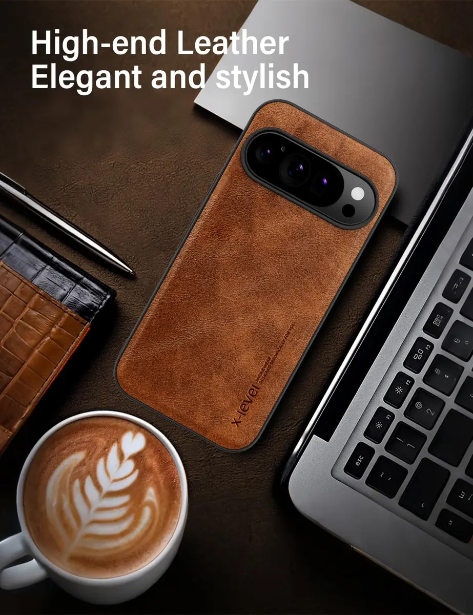X-level PU Leather Case for Google Pixel 10/10 Pro, Brown | Slim Fit Shockproof Business Style - view 2