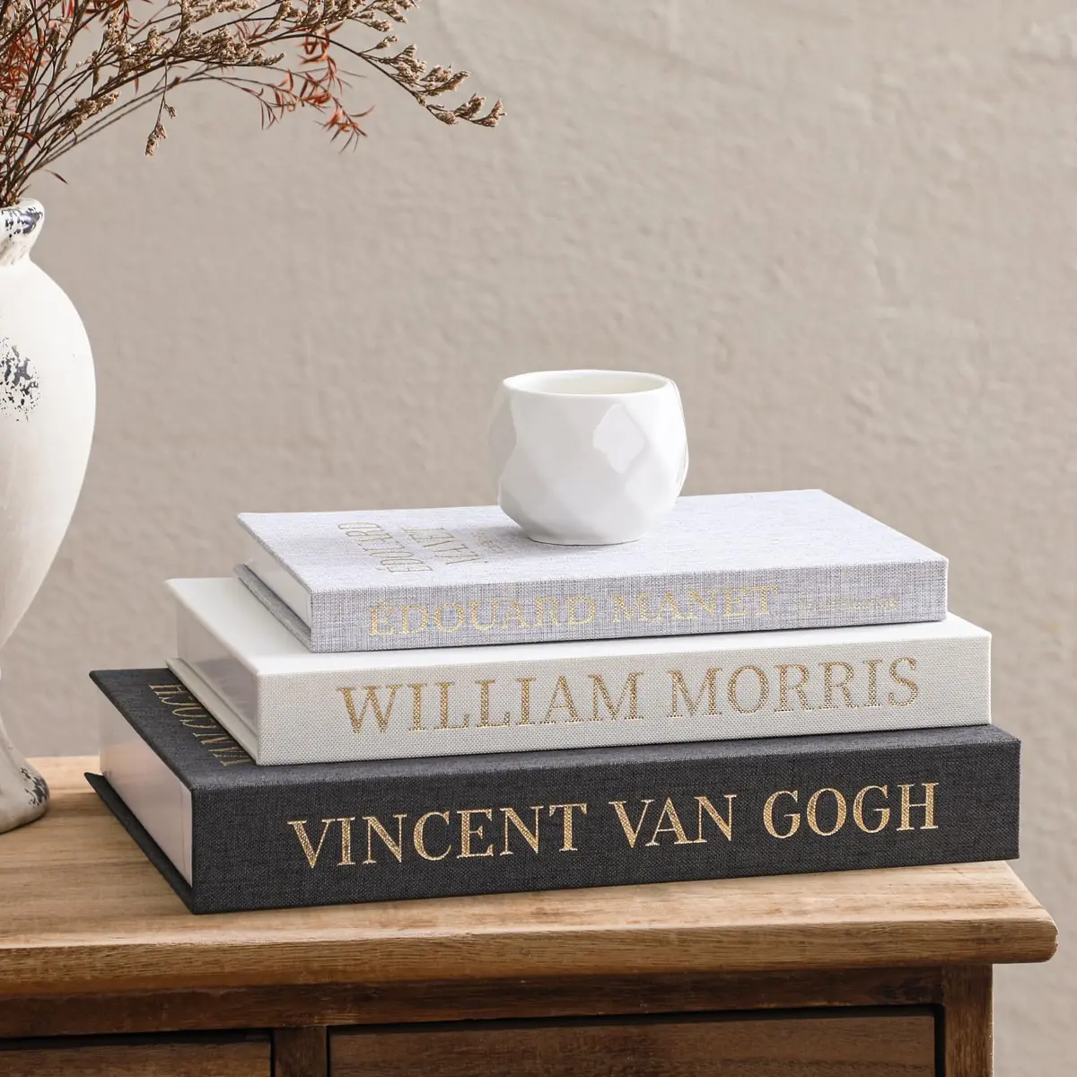 VAGLOTE Decorative Books for Home Decor Set of 3 Aesthetic Faux Book Linen Fake Books for Coffee Table Decor, Entryway and Bookshelf Decor, Hidden Storage with Magnetic Closure (3 Count, Gray-Beige-Black) - view 8