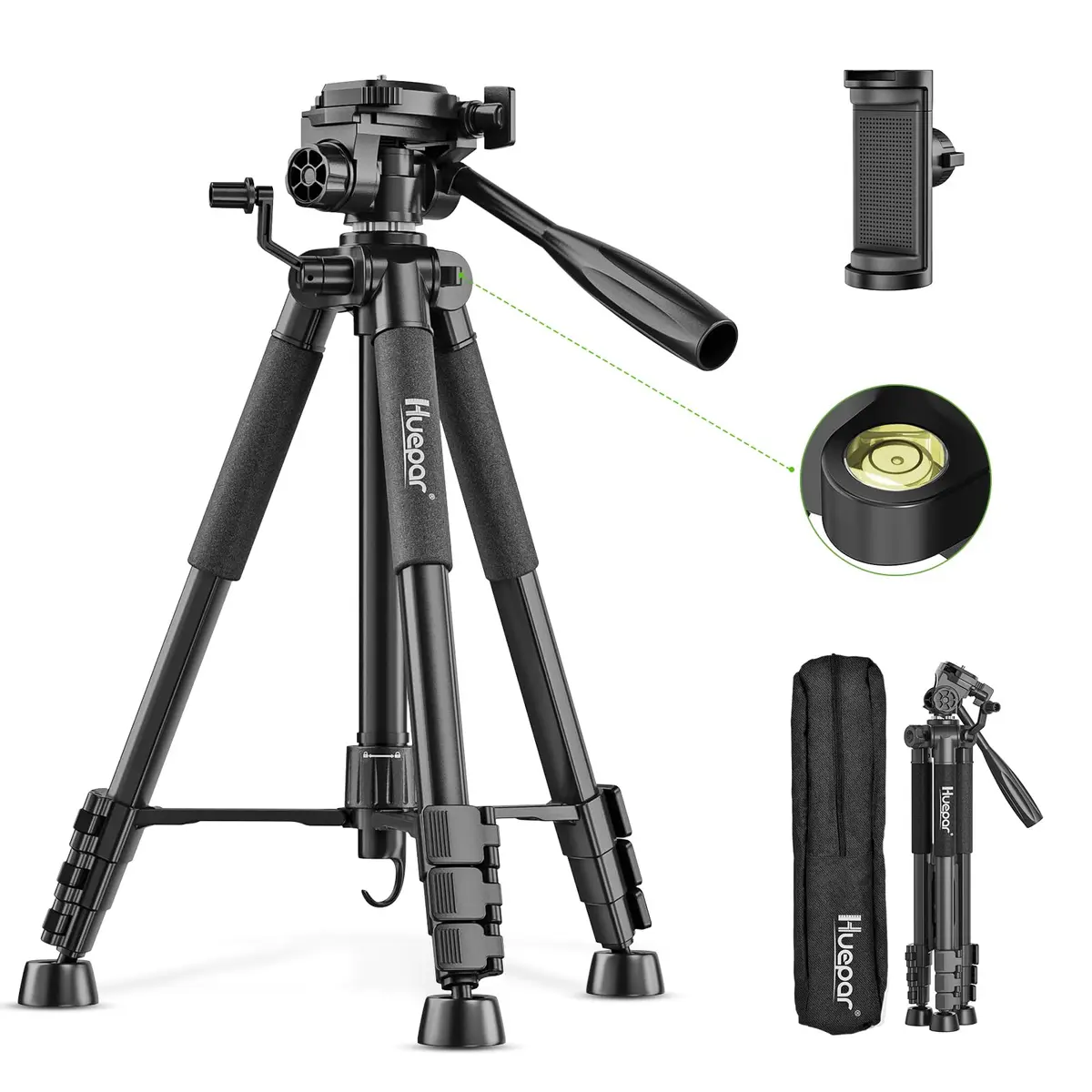 Huepar Tripod 50-inch Extendable Height | Heavy-Duty Aluminum, Universal Compatibility, 360° Pan Head - main product image
