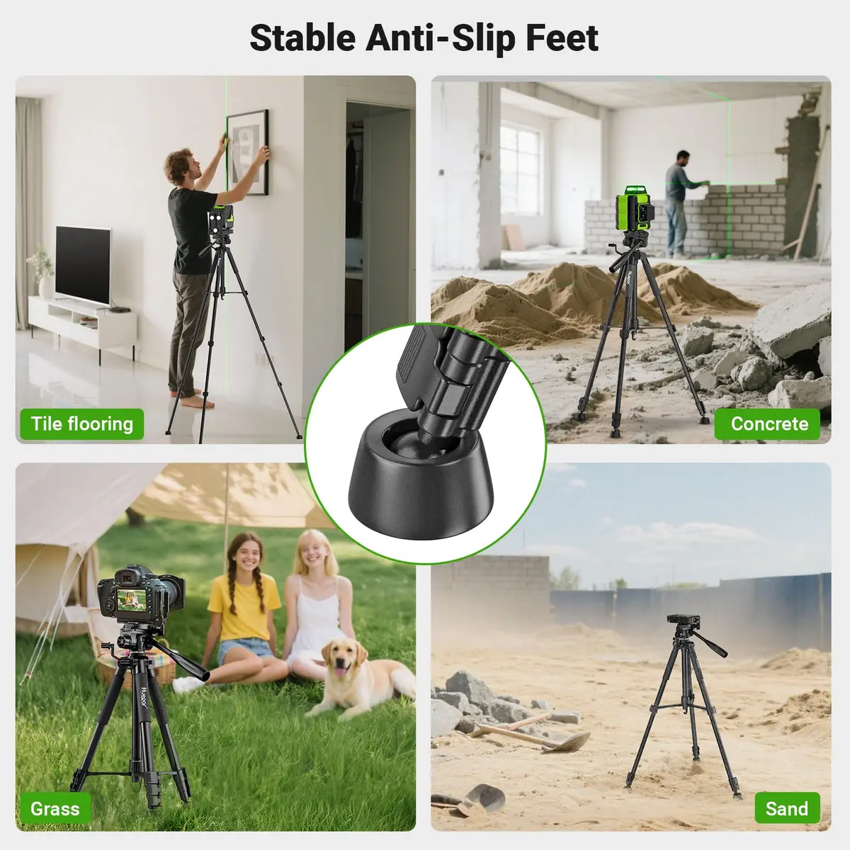 Huepar Tripod 50-inch Extendable Height | Heavy-Duty Aluminum, Universal Compatibility, 360° Pan Head - view 9