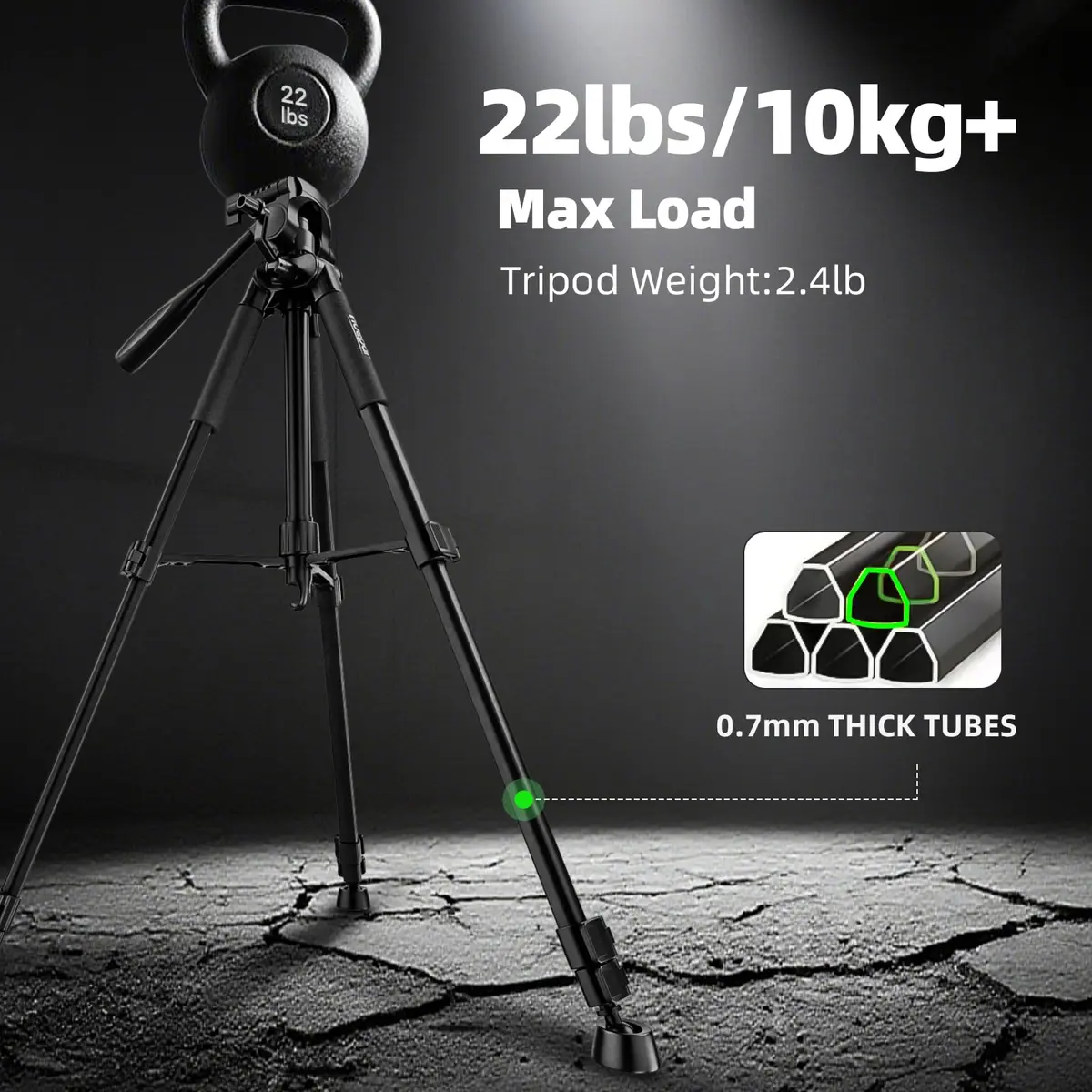 Huepar Tripod 50-inch Extendable Height | Heavy-Duty Aluminum, Universal Compatibility, 360° Pan Head - view 4