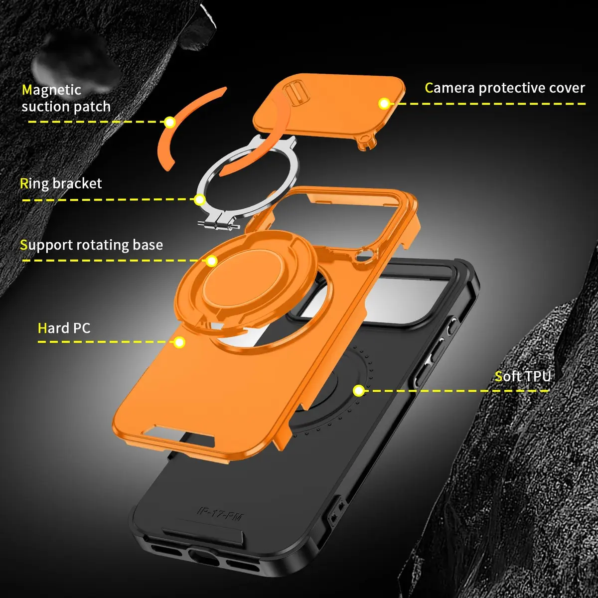 Doulings for iPhone 16 Pro Max Case,Black,Slide Camera Cover,Kickstand | Precise Fit & Military Grade Protection - view 7