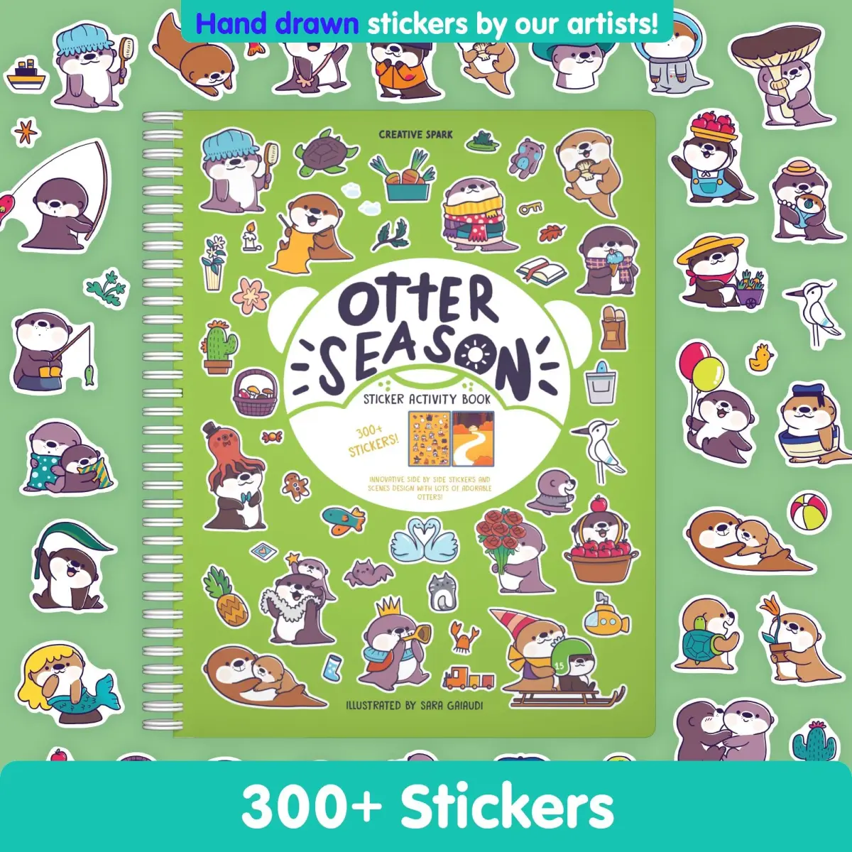 CUPKIN Otter Season 300+ Sticker Book | 24.8cm (9.75") x 1.5cm (0.5") x 19cm (7.5") - view 4