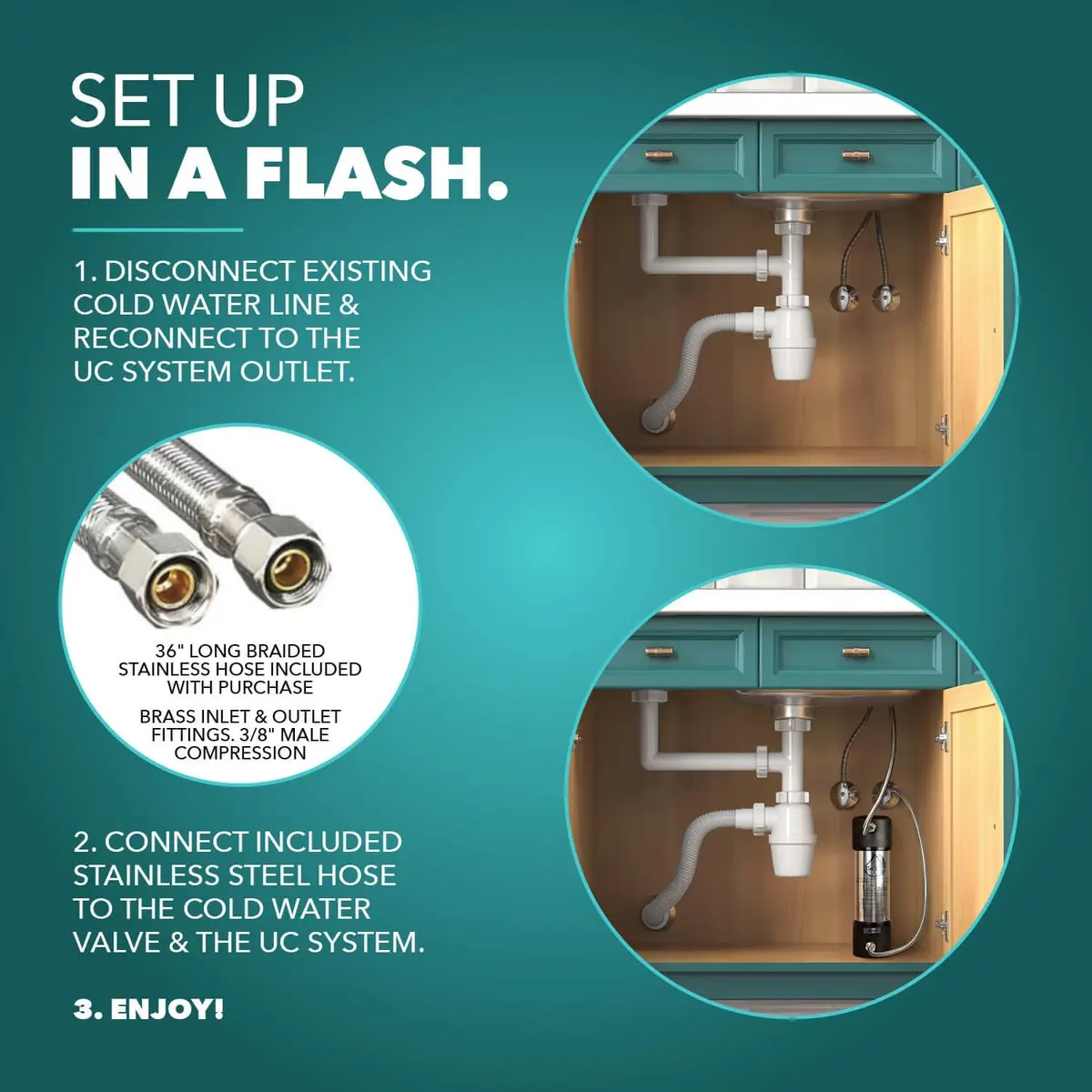 CuZn UC-100 Under Sink Water Filter 1.57 kg (3.46 lb) | 1 Year Filtration Life - view 6