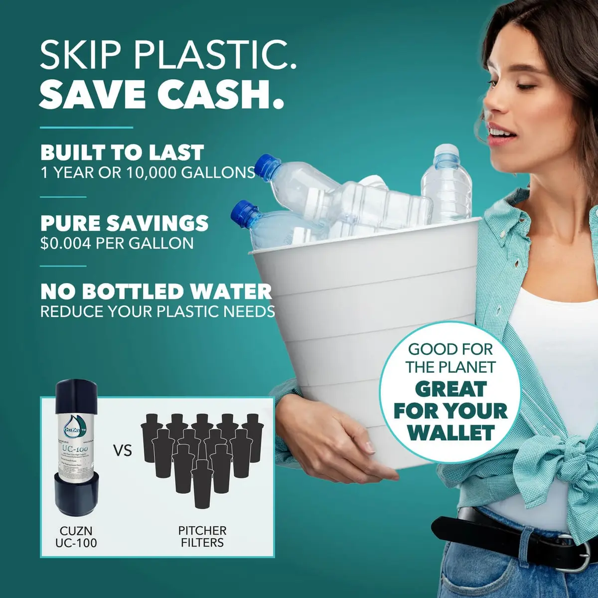 CuZn UC-100 Under Sink Water Filter 1.57 kg (3.46 lb) | 1 Year Filtration Life - view 7