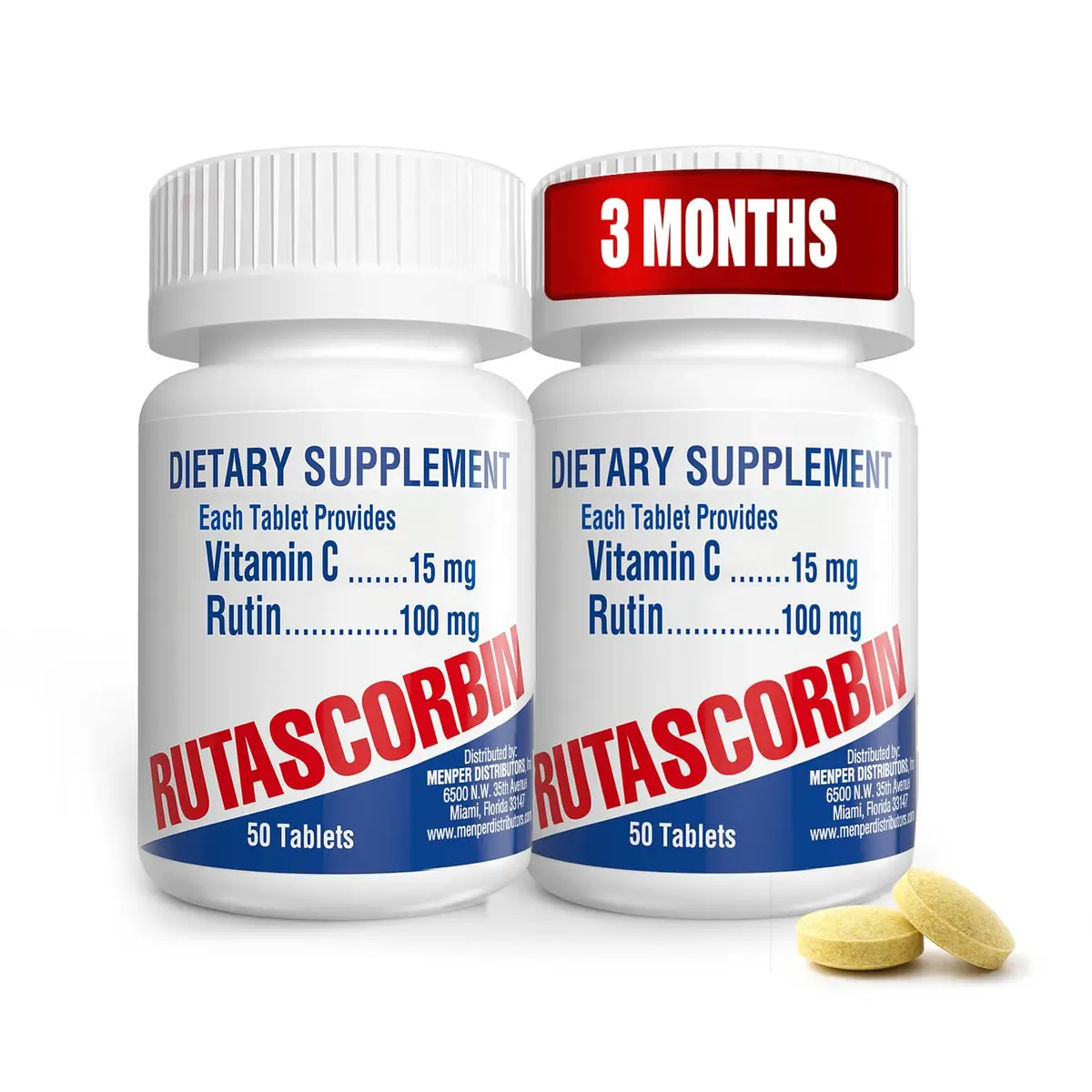 RUTASCORBIN Rutin & Vitamin C Tablets 50 Count | Immune & Circulation Support - main product image