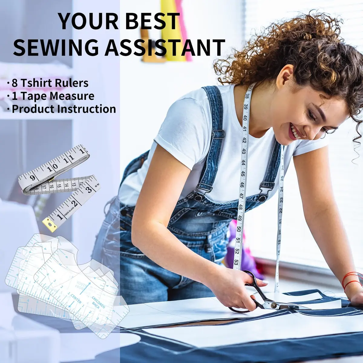 tietoc 9pcs T-Shirt Alignment Ruler Set with Measuring Tape | Center Designs for Vinyl & Heat Press - view 7