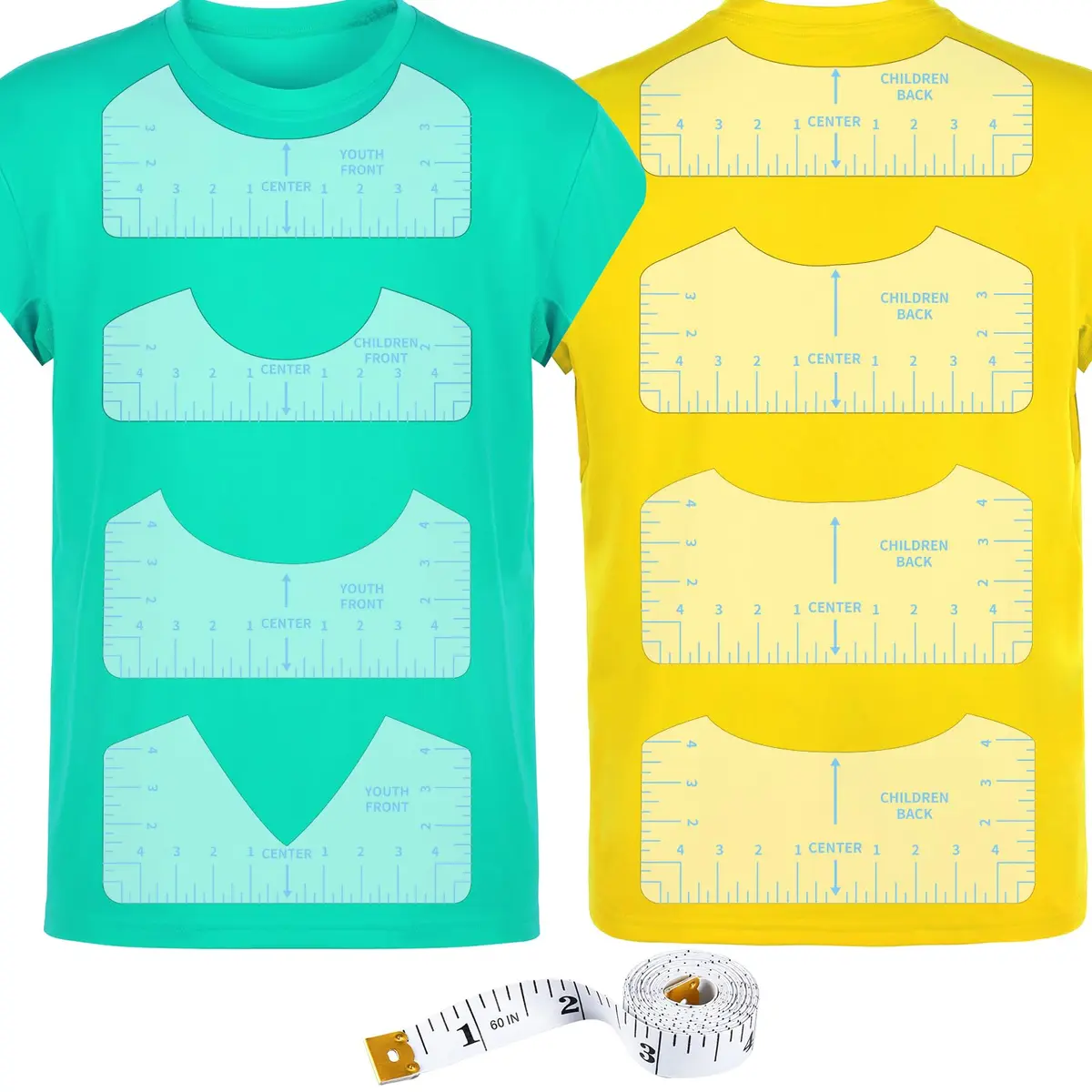 tietoc 9pcs T-Shirt Alignment Ruler Set with Measuring Tape | Center Designs for Vinyl & Heat Press - view 8
