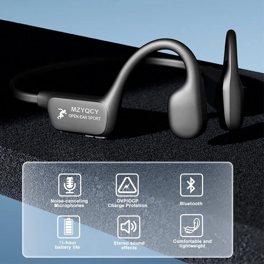 MZYQCY Open-Ear Bone Conduction Headphones with Mic, Bluetooth 5.4, 15-Hour Playtime, IPX6 Waterproof | Safe Running & Outdoor Use - view 2
