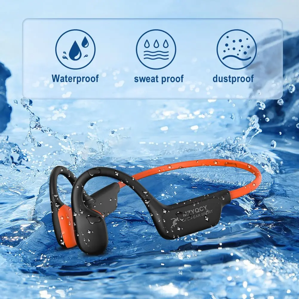 MZYQCY Open-Ear Wireless Earbuds Bluetooth 5.4 Headset with Mic, 15 Hours Playtime, IPX6 Waterproof, 29g Lightweight Orange - view 4