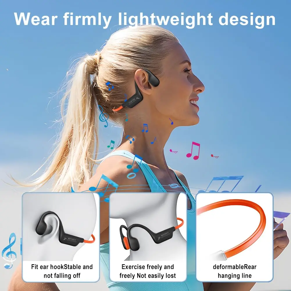 MZYQCY Open-Ear Wireless Earbuds Bluetooth 5.4 Headset with Mic, 15 Hours Playtime, IPX6 Waterproof, 29g Lightweight Orange - view 5