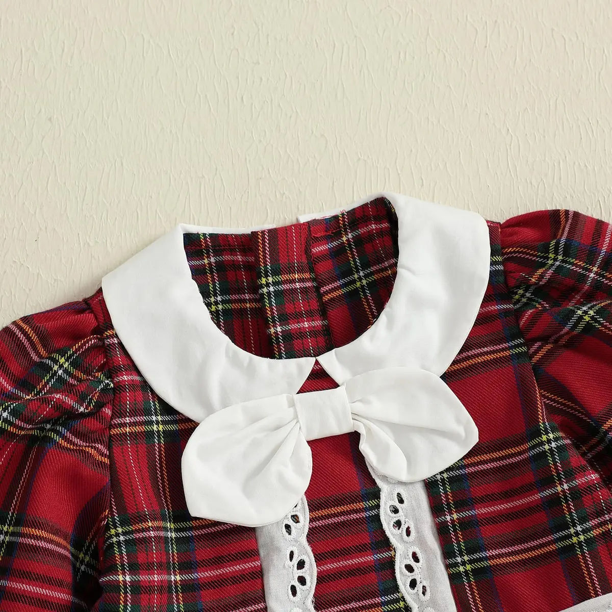 Kuriozud Toddler Baby Girl Christmas Dress 3-4T | Red Green Plaid Long Sleeve Princess Outfit - view 6
