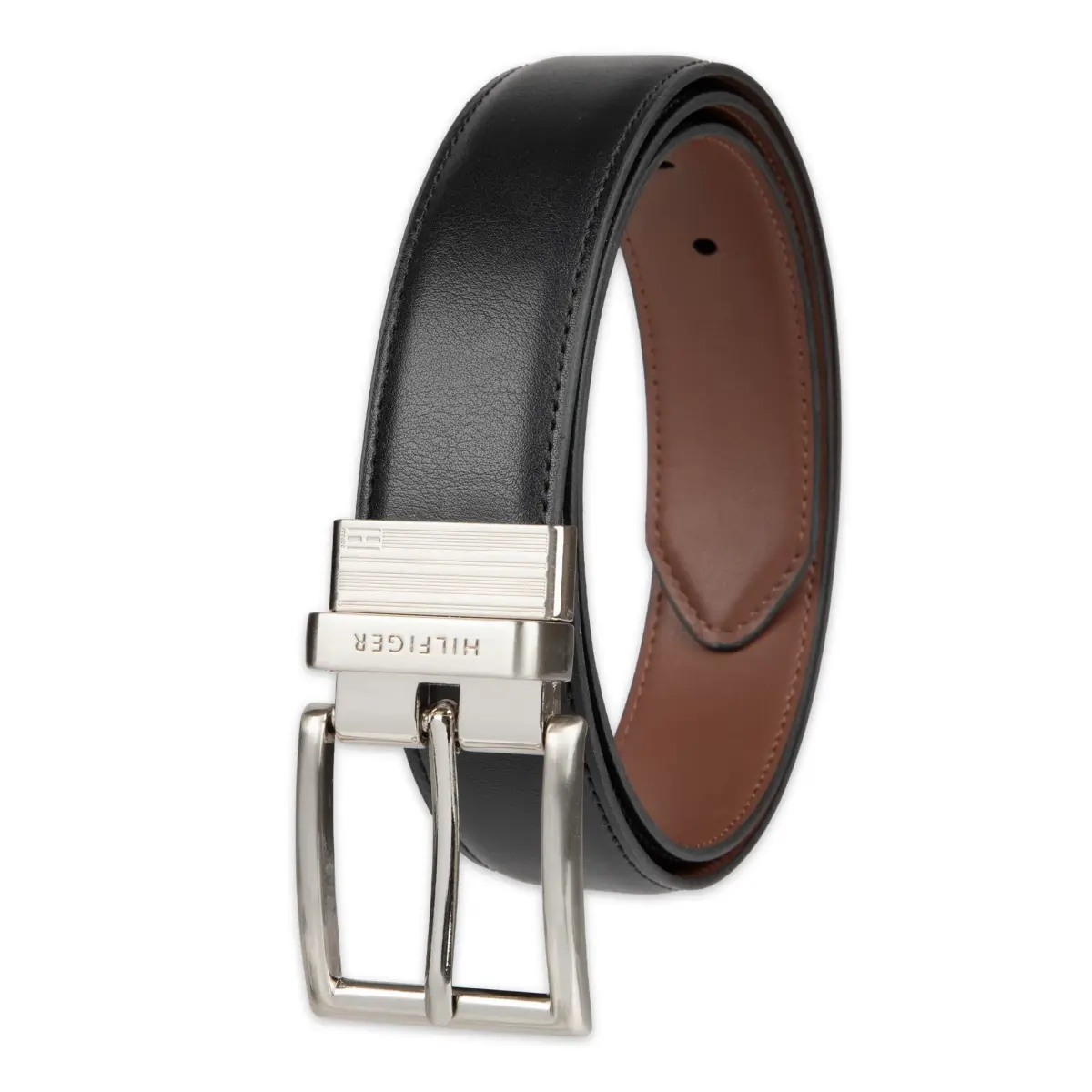 Tommy Hilfiger Men's Reversible Feather Edge Dress Belt - Black/Tan, Size 3X - main product image