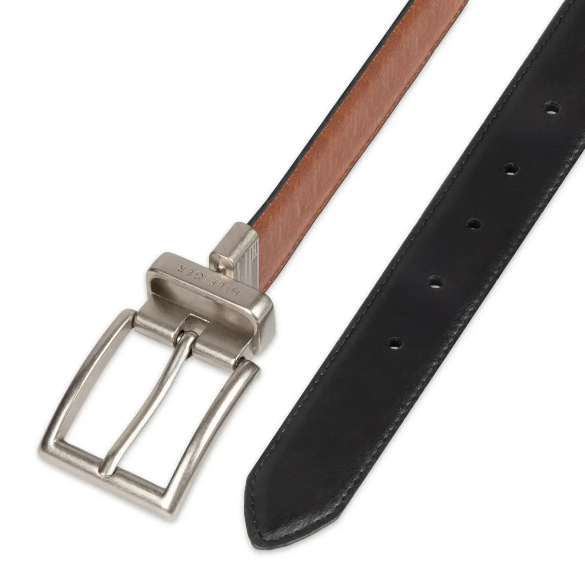 Tommy Hilfiger Men's Reversible Feather Edge Dress Belt 32mm (1.25 inches) | Cognac/Black, Size 3X (50-52) - view 5
